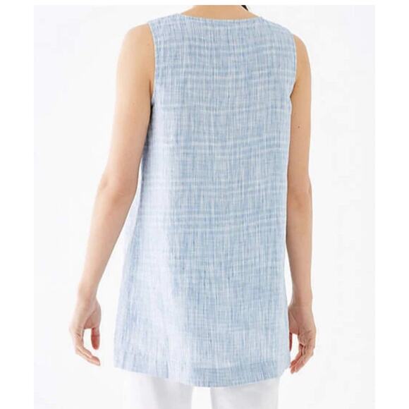 J.Jill ~Pure Jill Linen Wrap Tunic Blue ~Agate/White ~ size LARGE - Picture 4 of 13